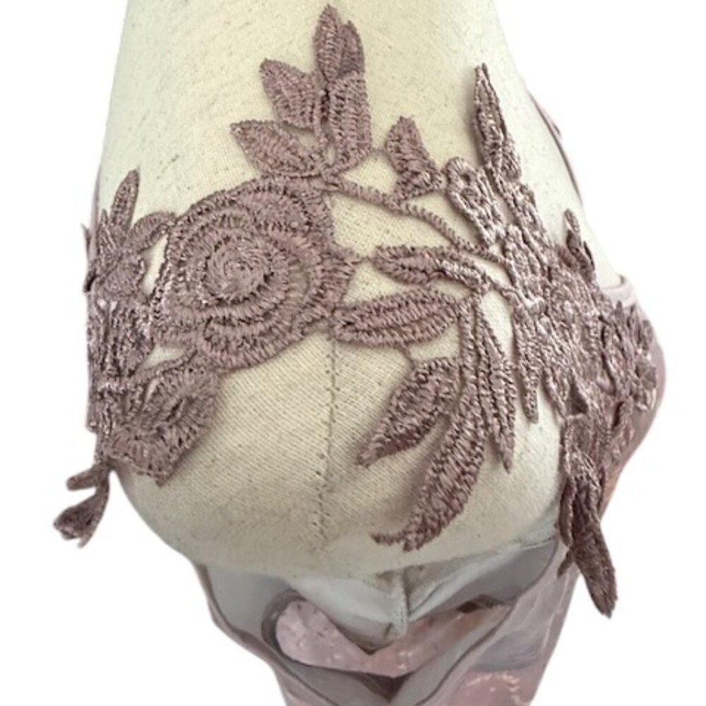 Made with Love Mauve Maxi Floral Embroidery Cold Shoulder Sleeve Dress Small MWT - Picture 7 of 13